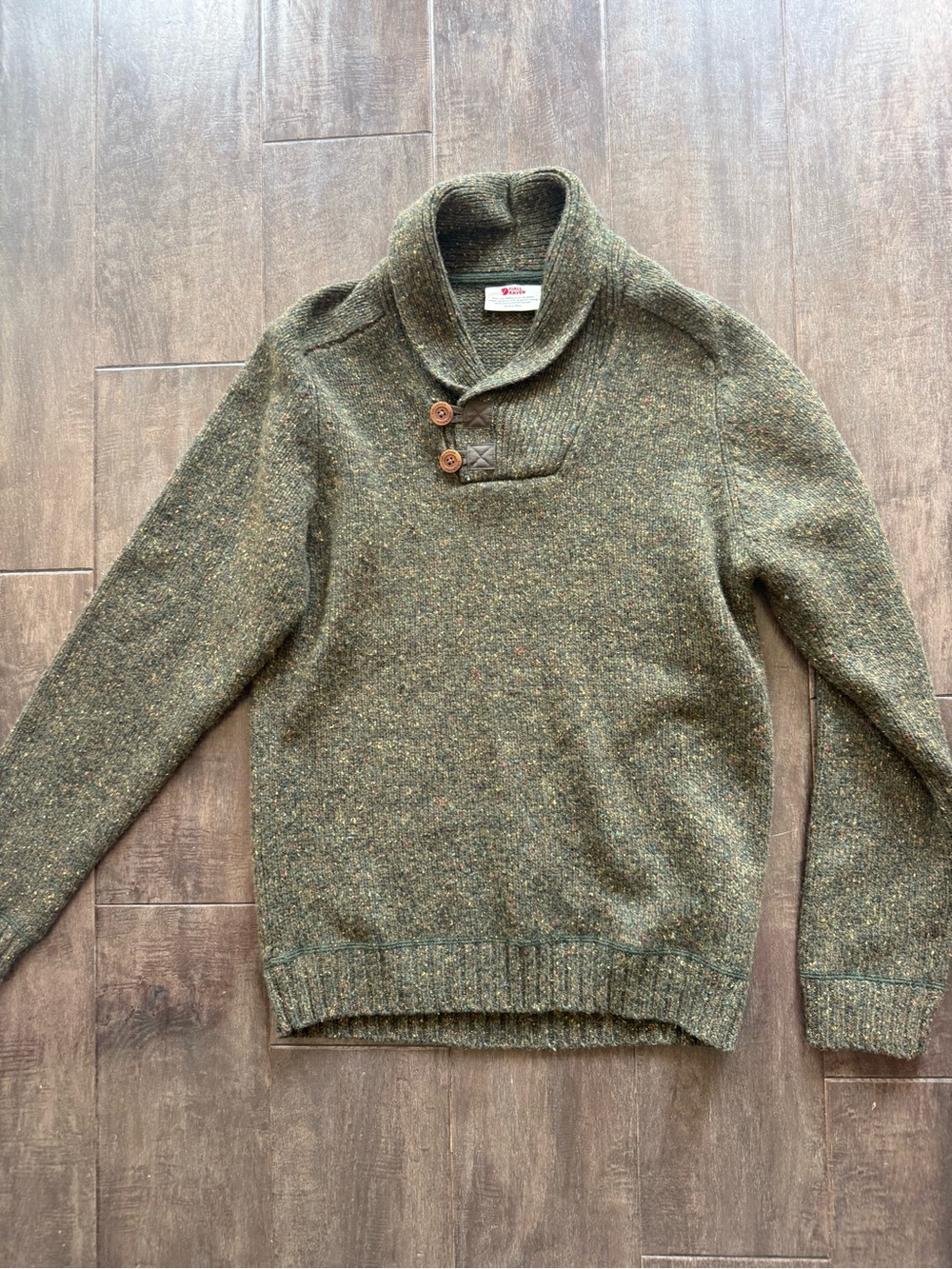 Fjällräven Men’s Lada Sweater M Green Speckled Pullover Lambswool Blend Size S